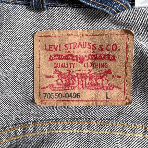 Vintage Levi's Easy Rider Dark / Mid Wash Denim Jean Jacket Large Y2K 70550-0496 - Picture 10 of 13